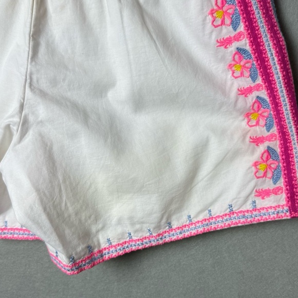 Lilly Pulitzer Womens Katia Pink Embroidered Flower White Shorts Elastic Waist S - Picture 7 of 12